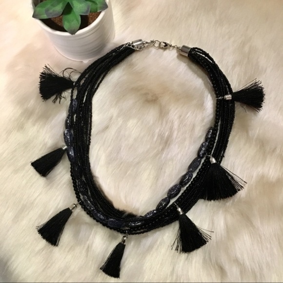 Jewelry - Boho style black fringe statement necklace